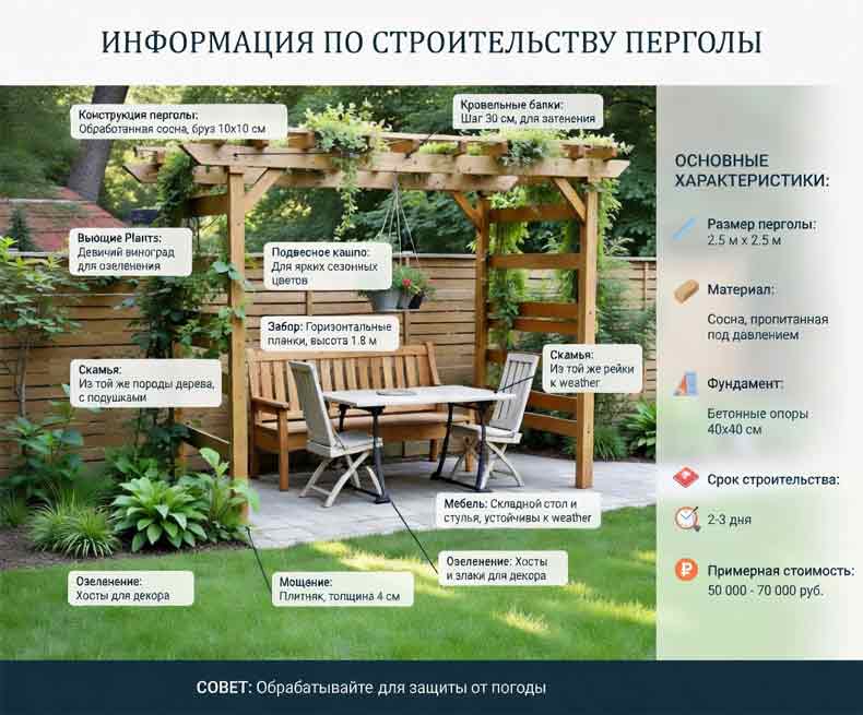 строительство садовой перголы