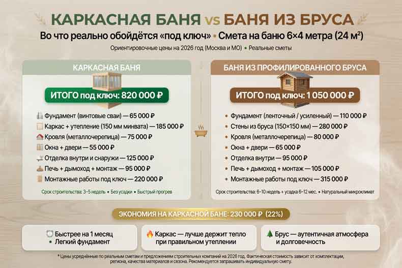 реальная стоимость бани