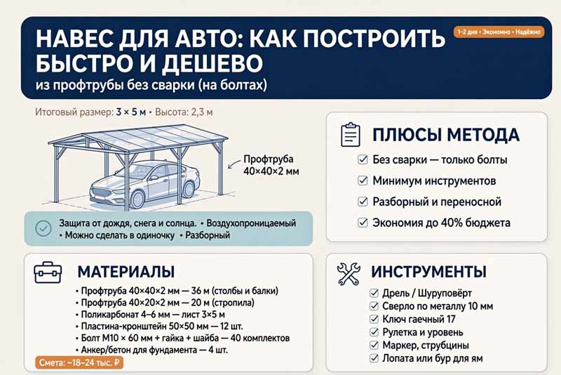 материалы для навеса на дачном участке