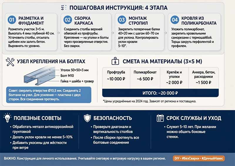 сборка навеса для машины