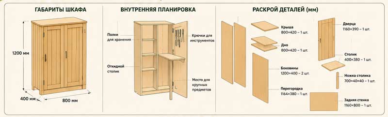 раскрой материала для шкафа