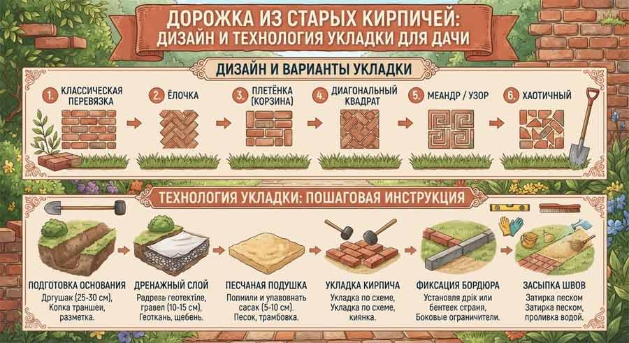 чек-лист дорожка из старого кирпича
