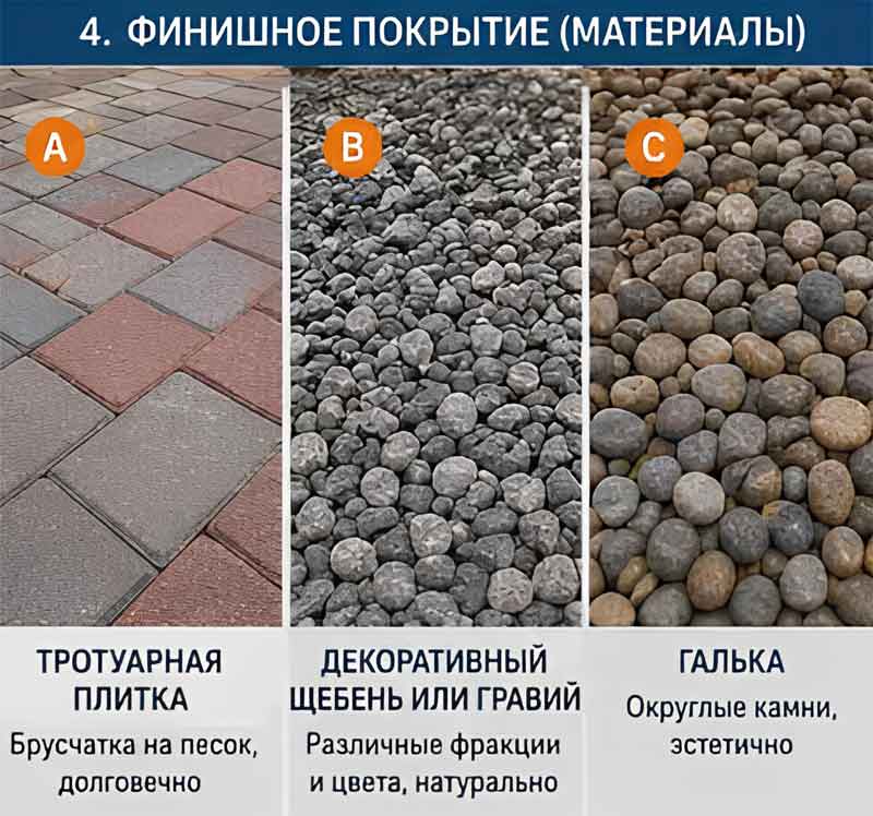 выбор покрытия для мягкой отмостки