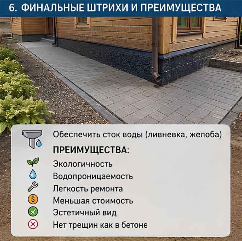 мягкая отмостка из брусчатки