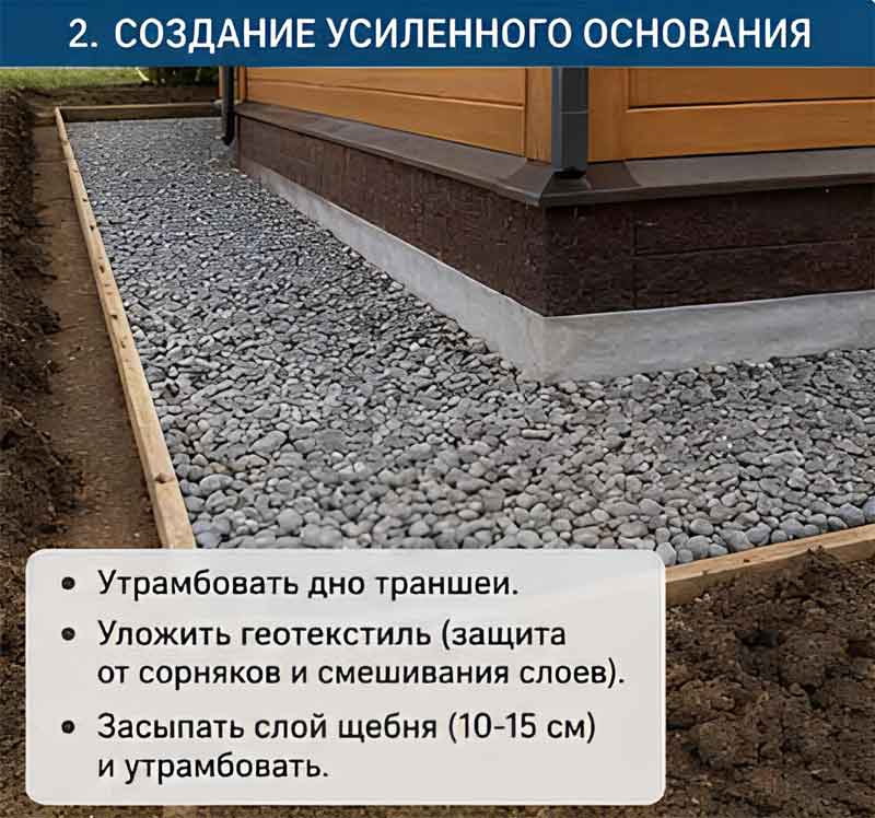 засыпка траншеи щебенкой