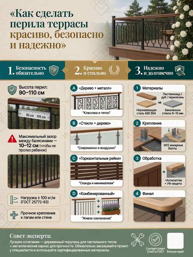 инструкция по изготовлению перил для террасы 