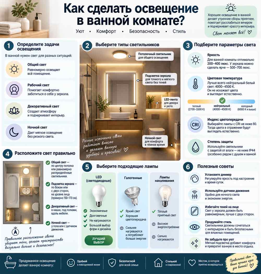 схема освещения ванной комнаты