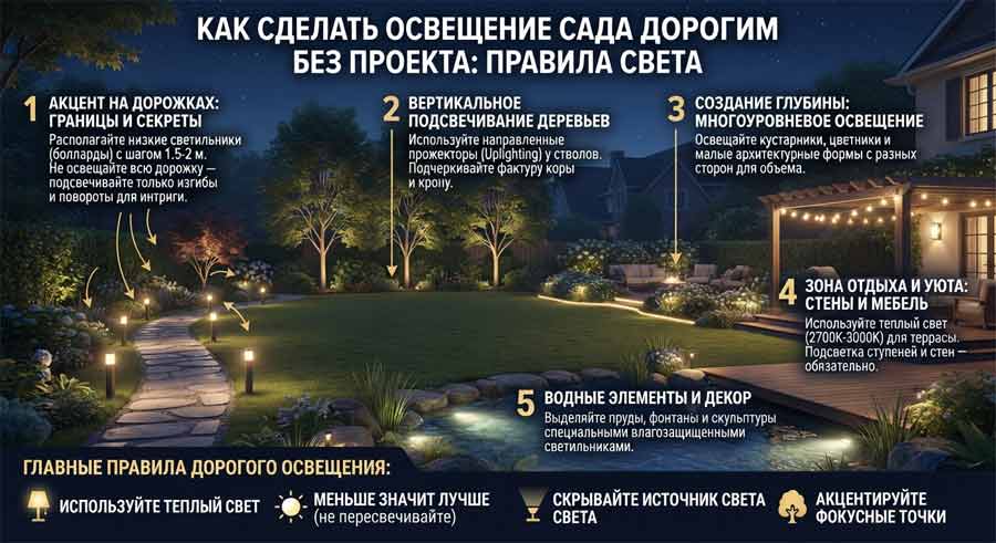 проект освещения сада