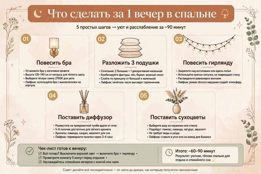 чек-лист по созданию уюта в спальне