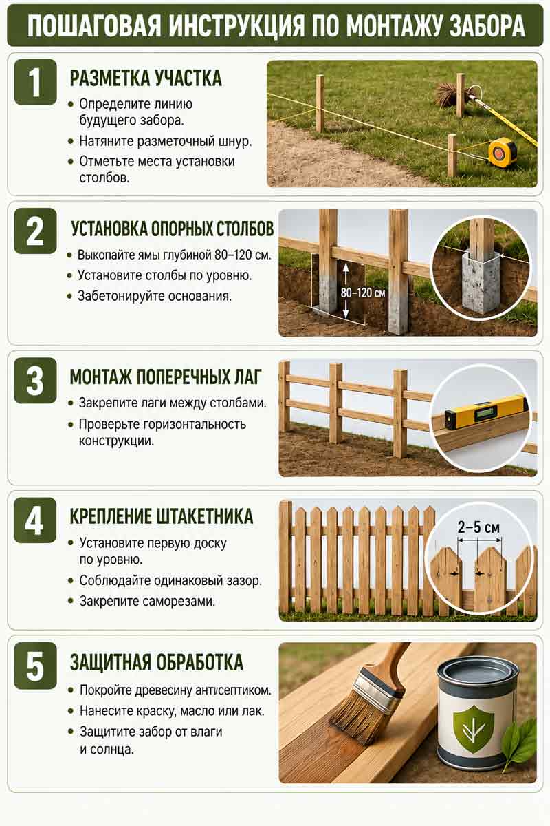 инструкция по монтажу забора